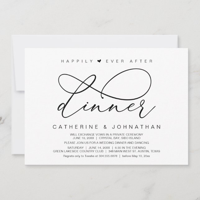 Invitation Heureux Après Le Dîner, Parti Romantique Moderne (Devant)