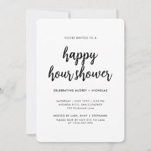 Invitation Heureux Couple de Mariée Moderne Simple Happy Hour