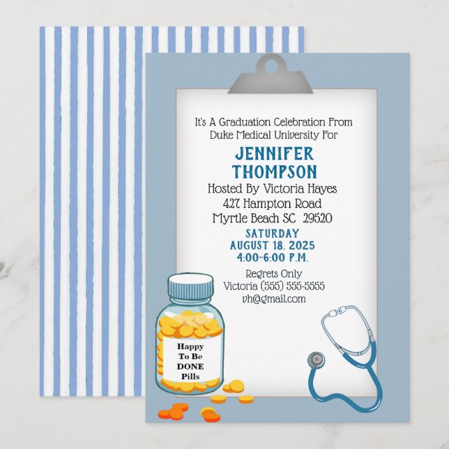 Invitation Heureux d'être fait Infirmière Graduation Party in (Devant / Derrière)