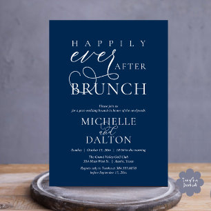 Invitation Heureux Jamais après Brunch beau Mariage de poste