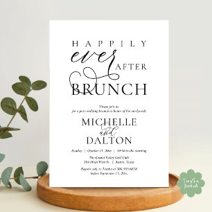 Invitation Heureux Jamais après Brunch beau Mariage de poste