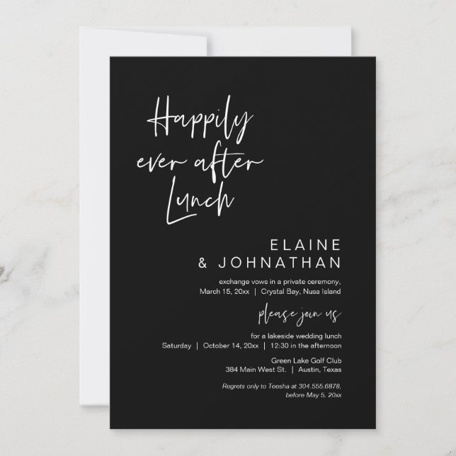 Invitation Heureux Jamais Après Brunch, Elopement Classy Blac (Devant)