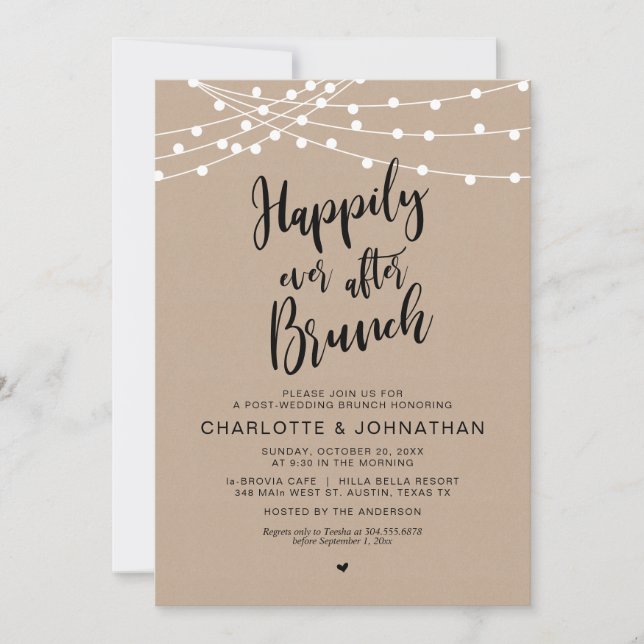Invitation Heureux Jamais Après Brunch, Post Mariage Elopemen (Devant)