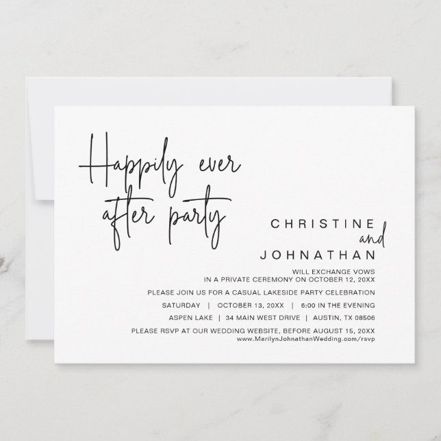 Invitation Heureux Jamais Après La Danse Mariage Elopement Pa (Devant)