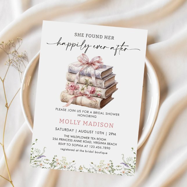 Invitation Heureux Jamais après la Fête des mariées de livre  (Créateur téléchargé)