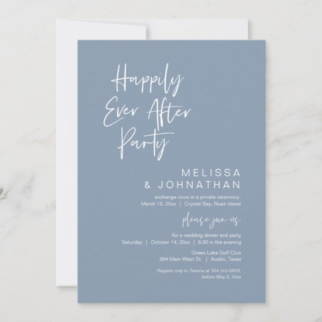 Invitation Heureux Jamais Après La Fête, Elopement Mariage (Devant)