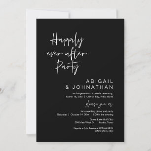 Invitation Heureux Jamais Après La Fête, Elopement, Noir Clas