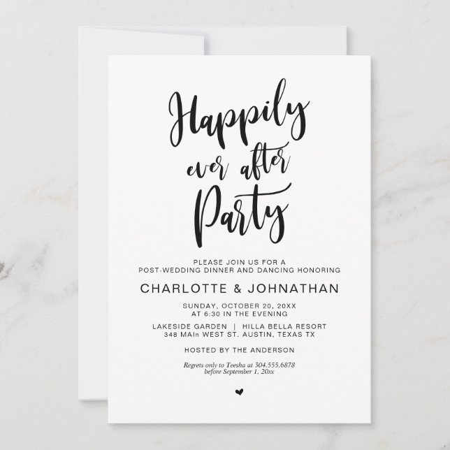Invitation Heureux Jamais Après La Fête, Post Mariage Elopeme (Devant)