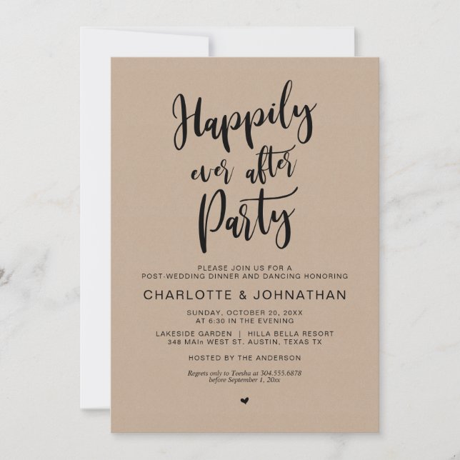 Invitation Heureux Jamais Après La Fête, Post Mariage Elopeme (Devant)