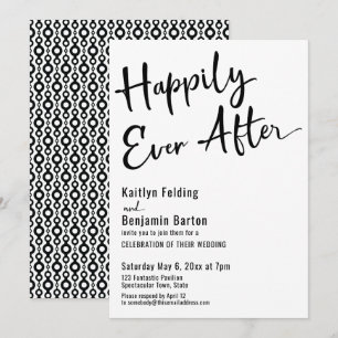 Invitation Heureux Jamais après la typographie Gras Noir Blan