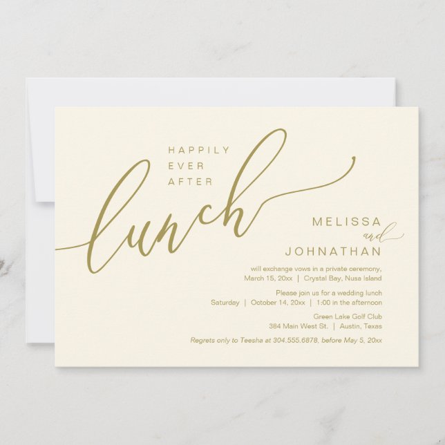 Invitation Heureux Jamais Après Le Déjeuner Du Mariage Elopem (Devant)