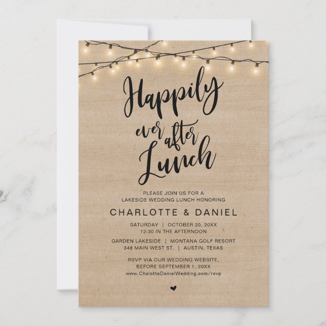 Invitation Heureux Jamais Après Le Déjeuner, Mariage Elopemen (Devant)