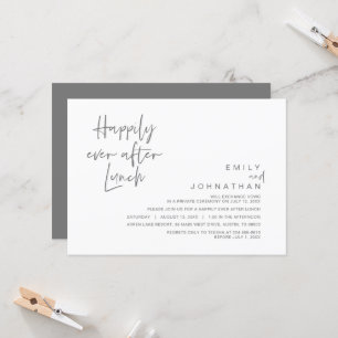 Invitation Heureux Jamais Après Le Déjeuner Mariage, Gris Fon