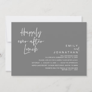 Invitation Heureux Jamais Après Le Déjeuner Mariage, Gris Fon
