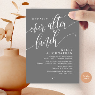 Invitation Heureux Jamais Après Le Déjeuner Mariage, Gris Fon