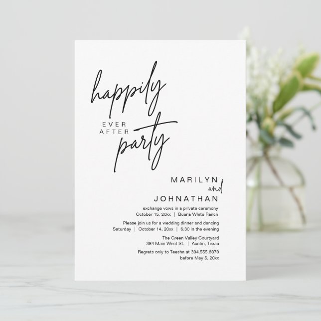 Invitation Heureux Jamais Après Le Dîner D'Elopement Du Maria (Debout devant)