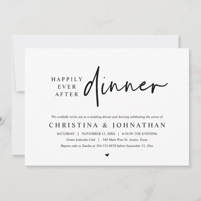 Invitation Heureux Jamais Après Le Dîner Mariage De Fête Dans (Devant)
