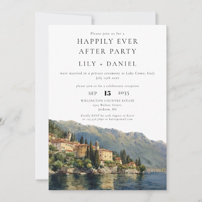 Invitation Heureux jamais après le lac de Côme Italie Mariage (Devant)