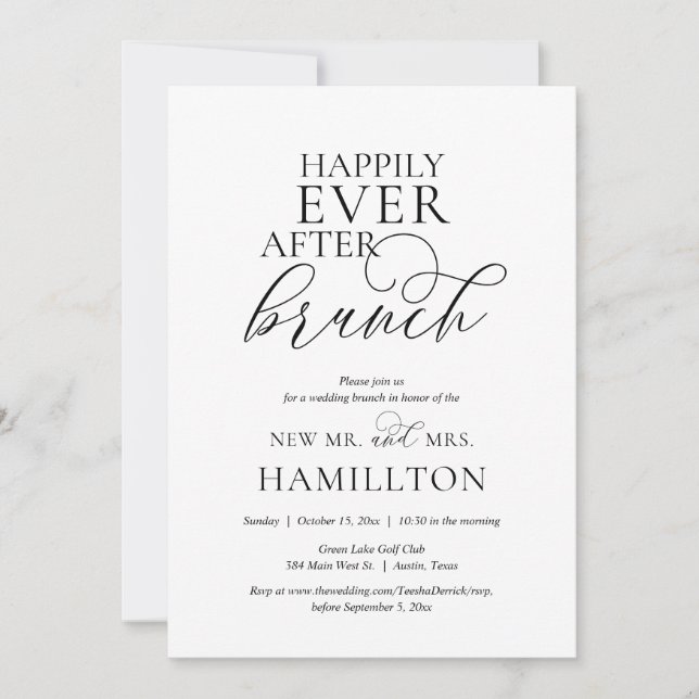 Invitation Heureux Jamais après le mariage Brunch, Navy Blue (Devant)