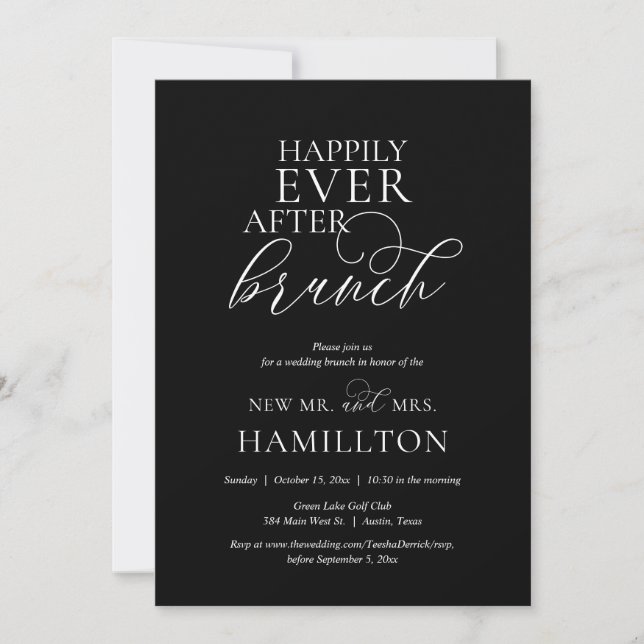 Invitation Heureux Jamais après le mariage de poste Brunch, N (Devant)