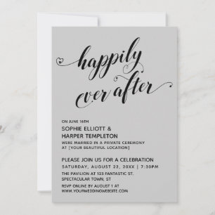 Invitation Heureux Jamais Après Les Coeurs Script Grey Récept