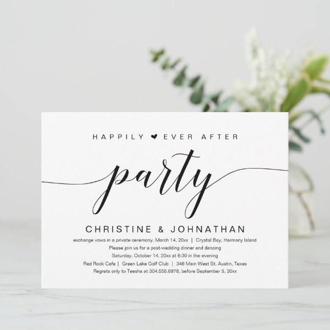 Invitation Heureux Jamais après l'invitation du parti Mariage (Debout devant)