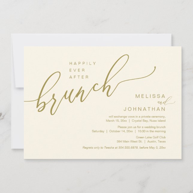 Invitation Heureux Jamais après Mariage Elopement Brunch (Devant)