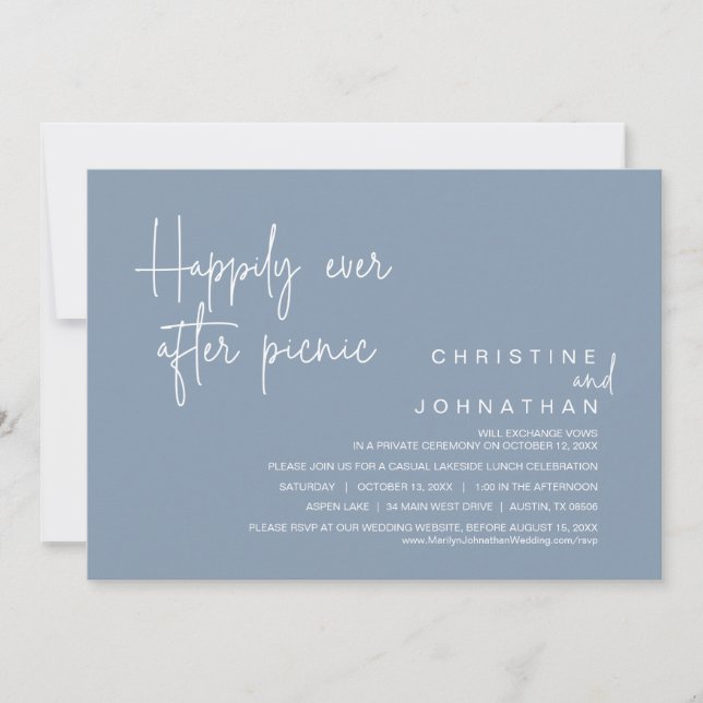 Invitation Heureux Jamais Après Pique-Nique, Mariage Elopemen (Devant)