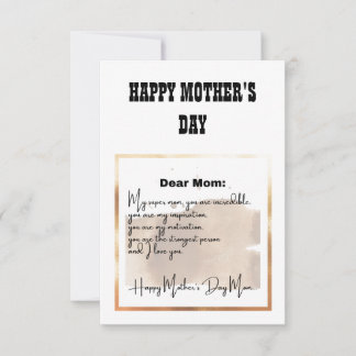 INVITATION HEUREUX JOUR DE LA MÈRE SOUHAITE/ LETTRE SPÉCIALE