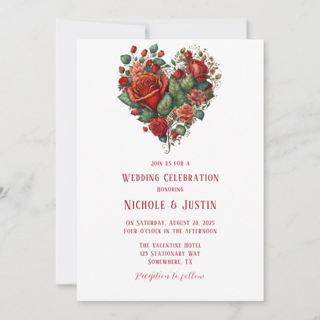 Invitation Heureux Mariage Rose de Valentine (Devant)