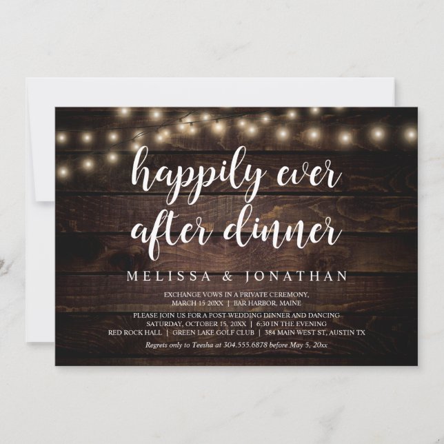 Invitation Heureux pour toujours après le dîner, Mariage en f (Devant)
