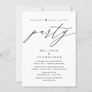 Invitation Heureux Pour Toujours, Fête de Mariage en Elopemen