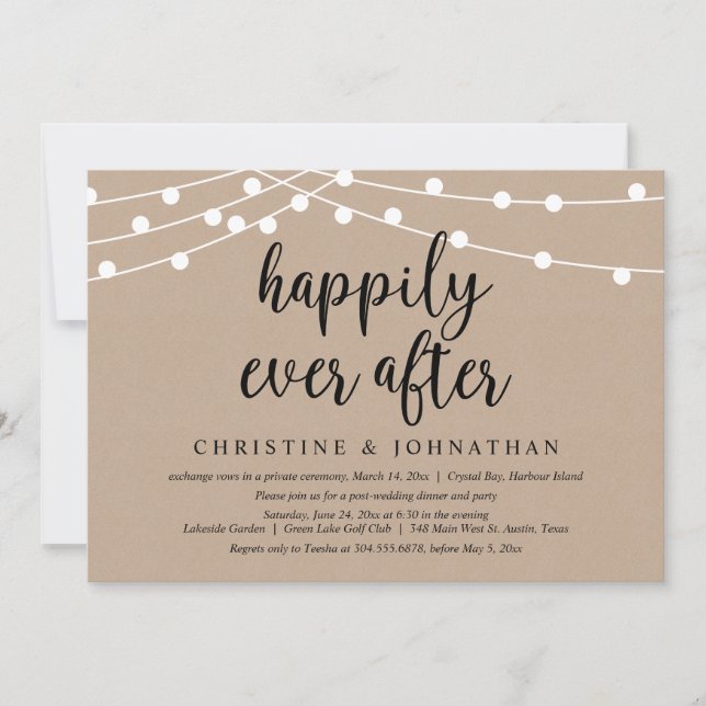 Invitation Heureux Pour Toujours, Fête de Mariage en Petit Co (Devant)
