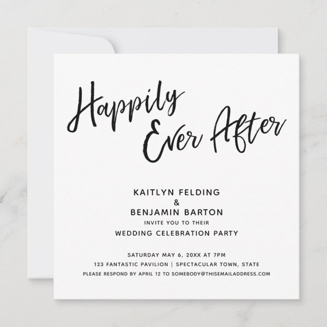Invitation Heureux pour toujours Réception de mariage de scri (Devant)