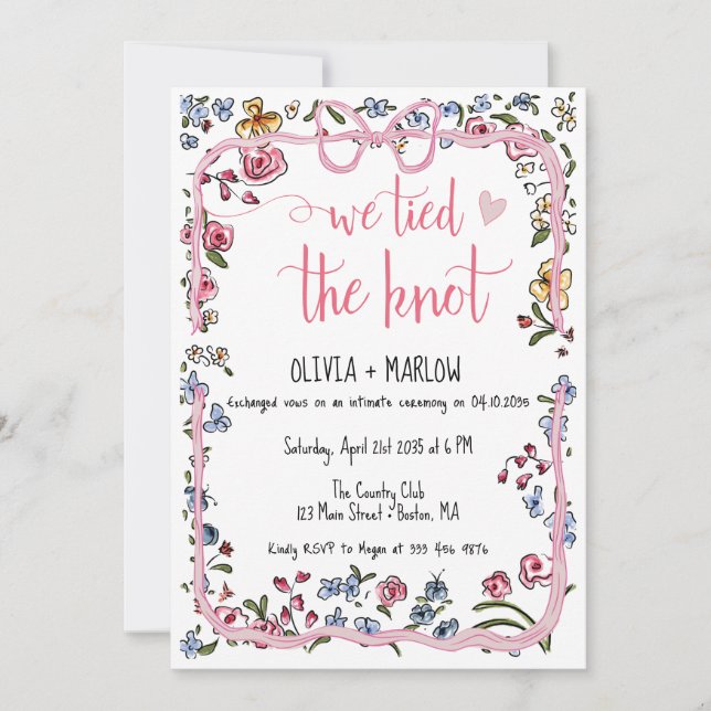 Invitation Heureux toujours après aquarelle arc floral (Devant)