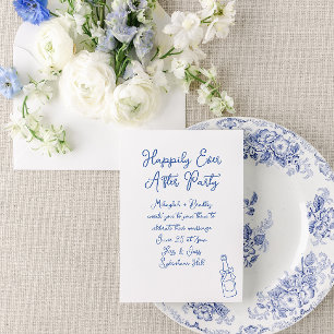 Invitation Heureux toujours après la fête Mariage bleu frança