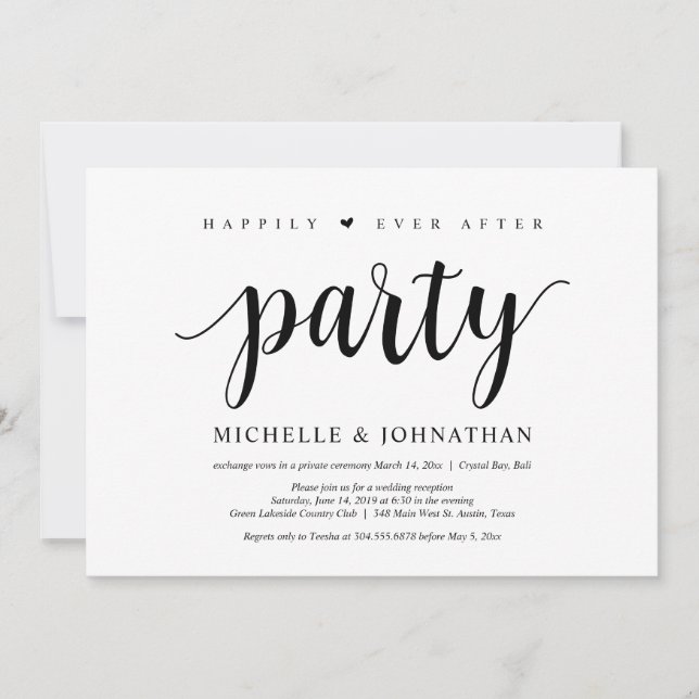 Invitation Heureux toujours après la fête, mariage elopement (Devant)