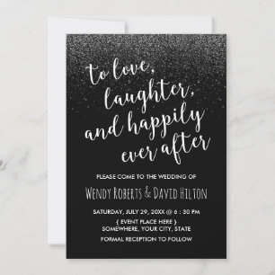 Invitation Heureux toujours après la Parties scintillant noir
