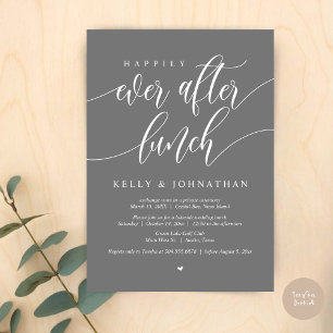 Invitation Heureux toujours après le déjeuner Mariage, en gri