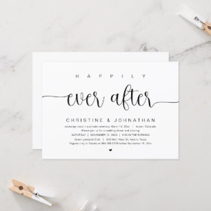 Invitation Heureux toujours après, Mariage Elopement Party In
