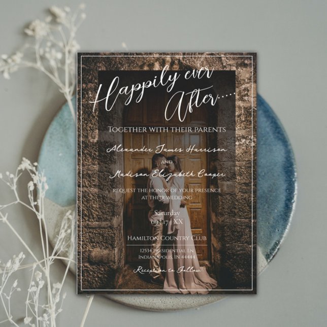 Invitation Heureux toujours après Mariage photo | Revêtement  (Créateur téléchargé)