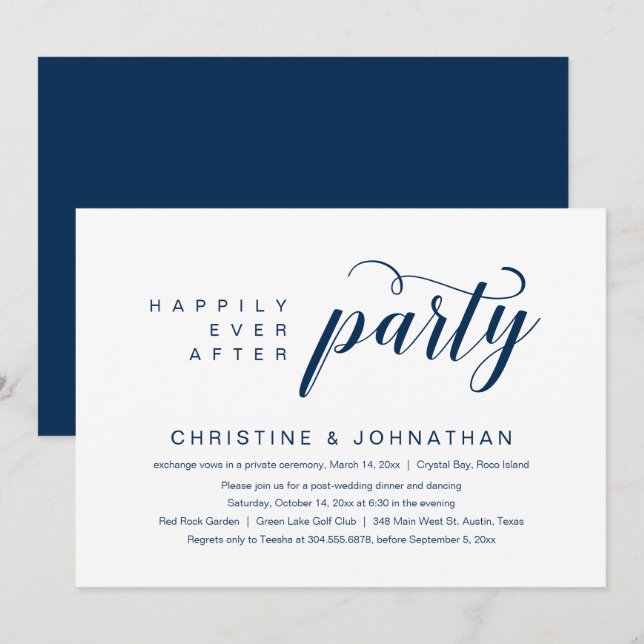 Invitation Heureux toujours après, parti Elopement Mariage (Devant / Derrière)