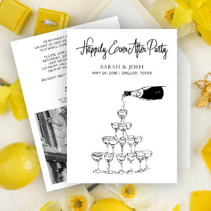 Invitation Heureux toujours après simple Champagne noir & bla