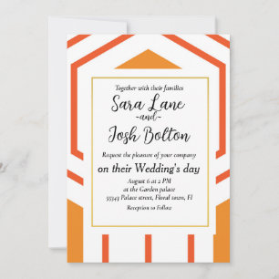 Invitation Hexagon abstract geometrical pattern en orange et