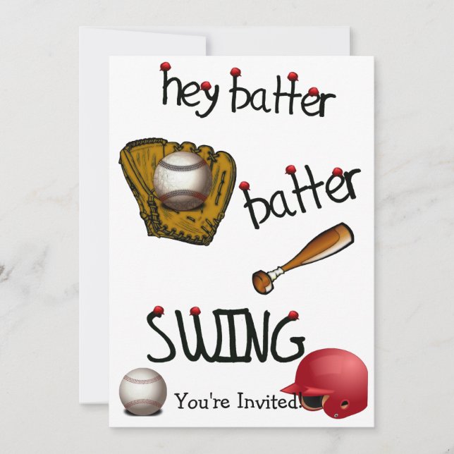 Invitation Hey Batter Batter Anniversaire de la fête universe (Devant)
