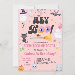 Invitation Hey Boo Halloween fille 1er anniversaire invitatio