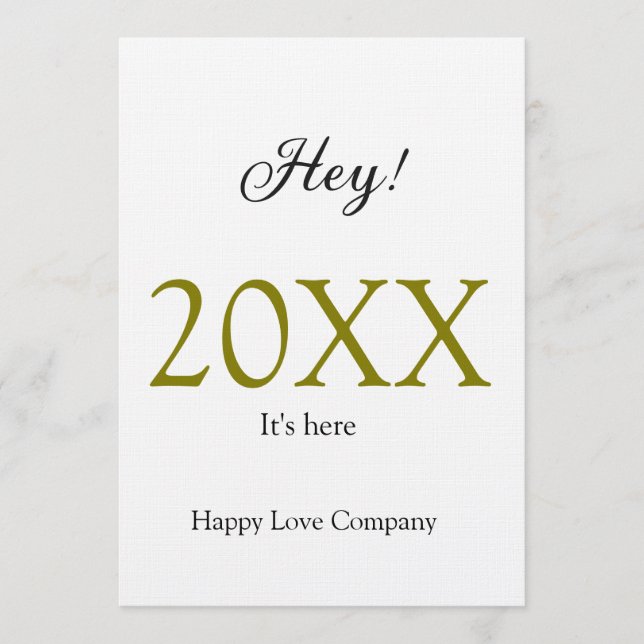 Invitation Hey it's new year add year gold black simple. Mini (Devant)