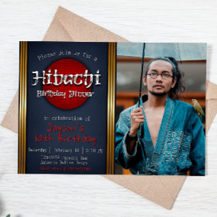 Invitation Hibachi Anniversaire Dîner avec photo