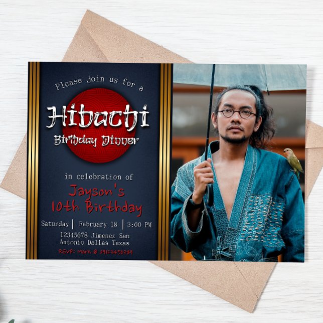 Invitation Hibachi Anniversaire Dîner avec photo (Créateur téléchargé)