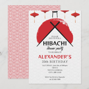 Invitation Hibachi Fête d'anniversaire Chef privé Thème japon